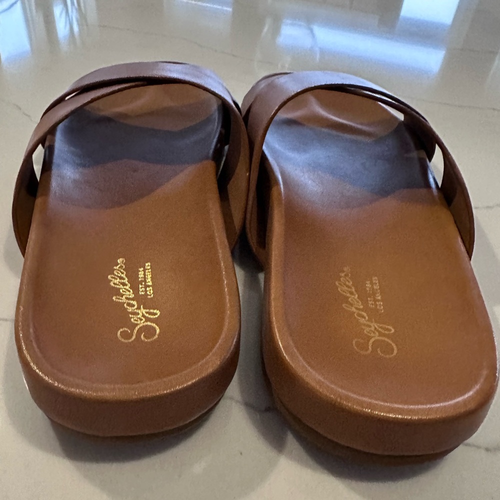 SEYCHELLES Sandals Lighthearted Criss-Cross Contour Tan Leather Women's 10 - Picture 10 of 16